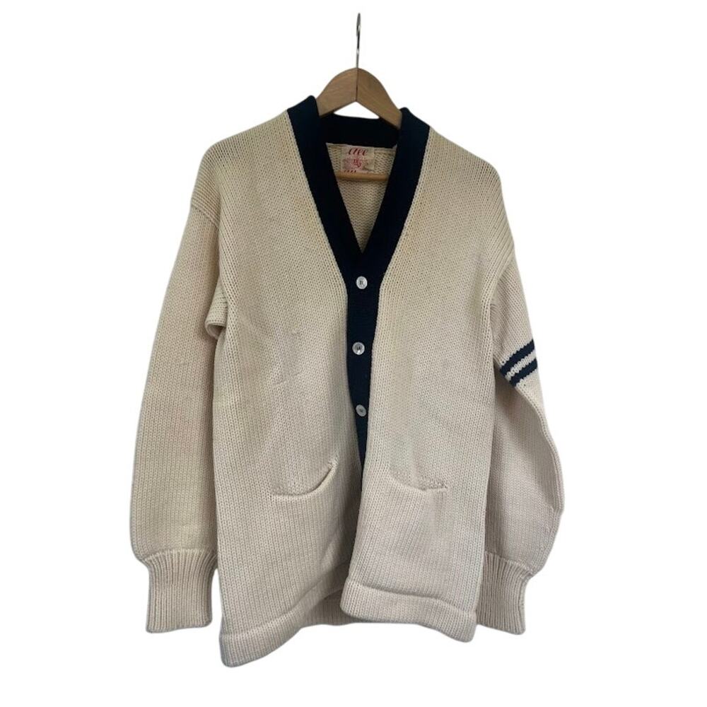 True Vintage 50s 60s Ace Sportswear VarsityHeavy Wool Letterman Sweater Cardigan